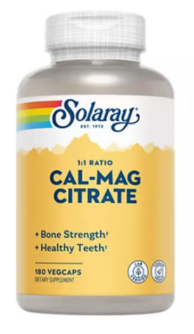 Solaray Cal-Mag Citrate 1:1 Ratio 180 Caps