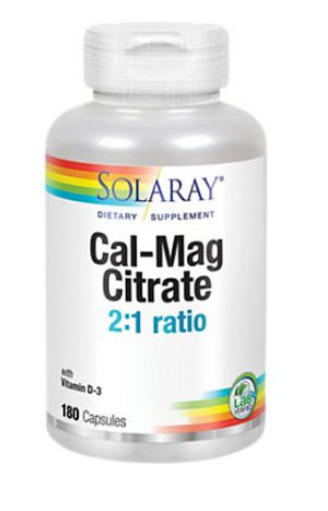 Solaray Cal Mag Citrate 2:1 Ratio 180 Caps
